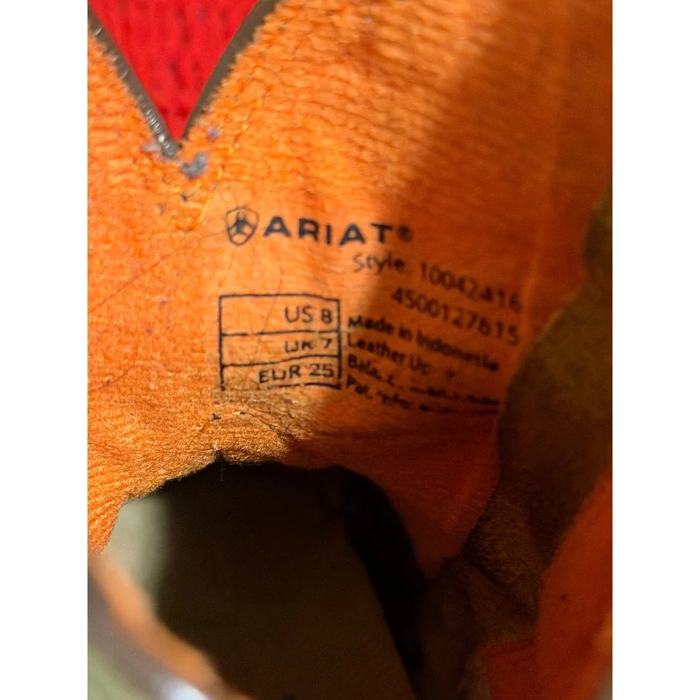 Ariat Kids Western Boots Brown Leather Square Toe Side Zip  Size 8 Toddler